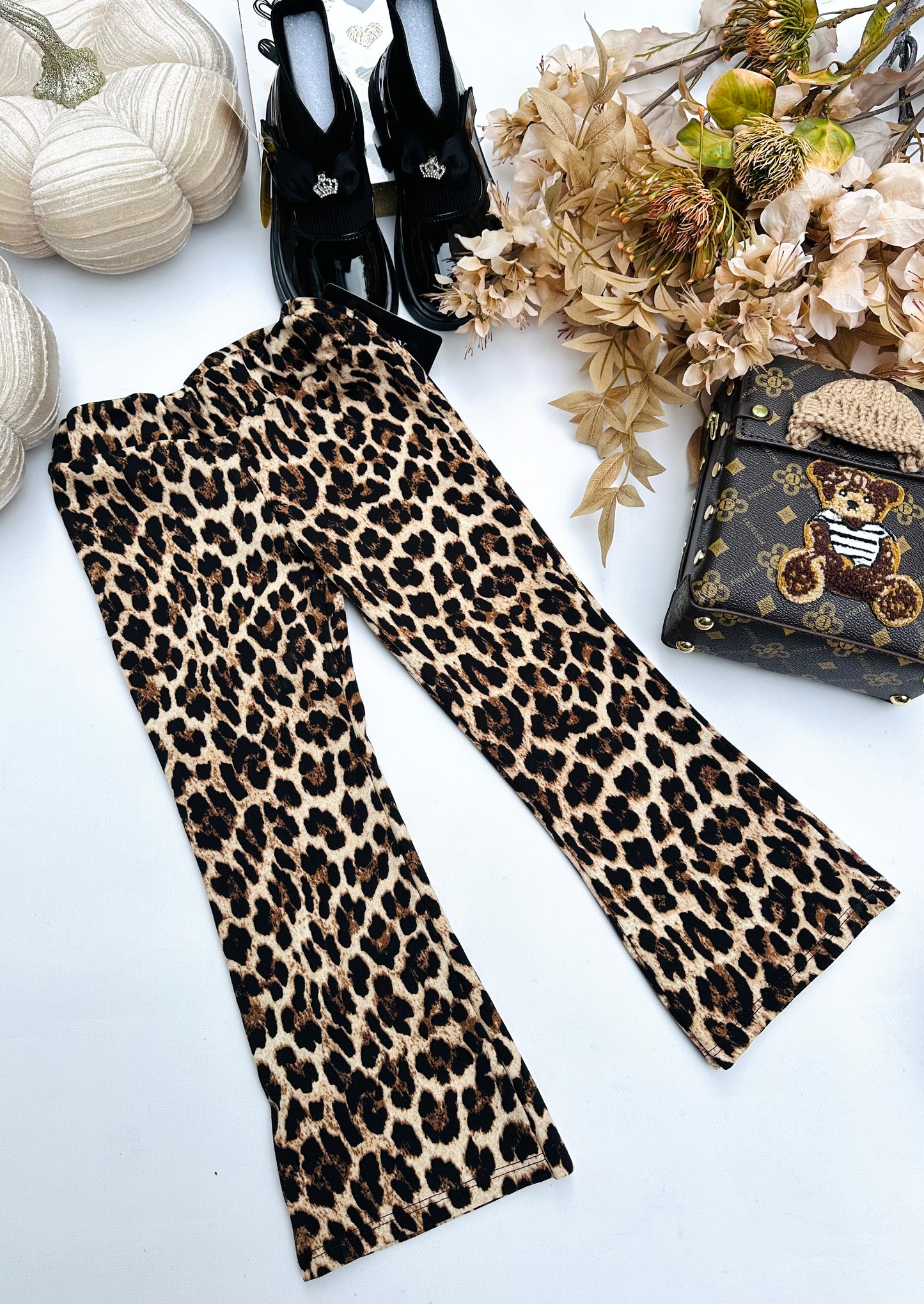 Wild print flared pants