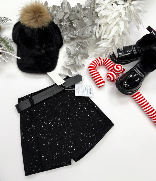 Black sparkle skorts