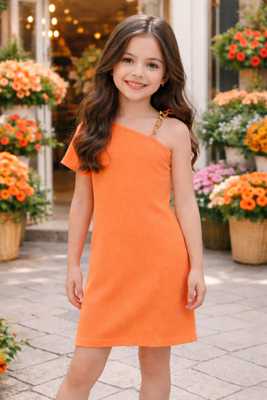 Orange ribbed dress
