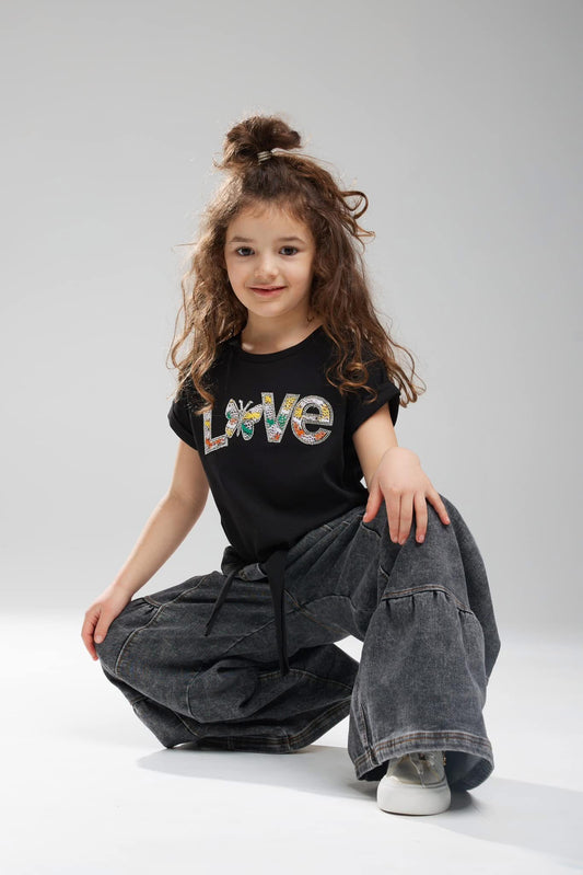 Black sparkle LOVE t shirt