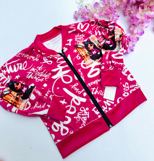 Pink velvet zip top