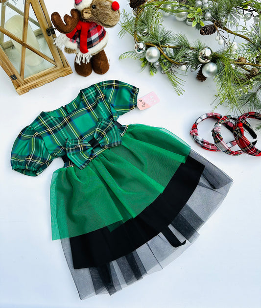 Green checked dress