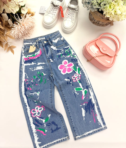 Blue flower pants