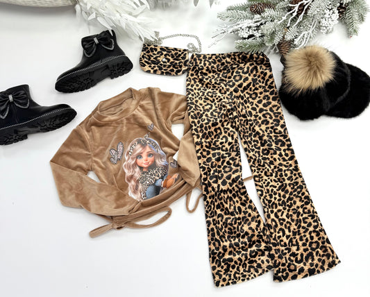 Wild print velvet set