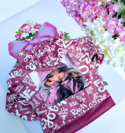 Light pink velvet hoodie