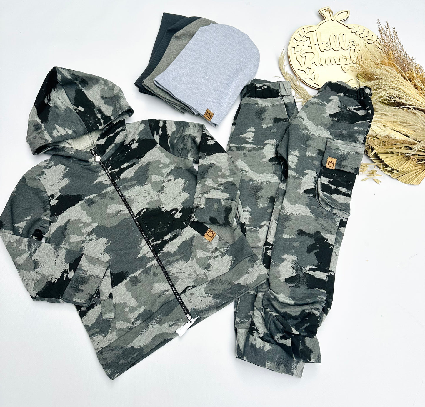 Grey camouflage zip hoodie