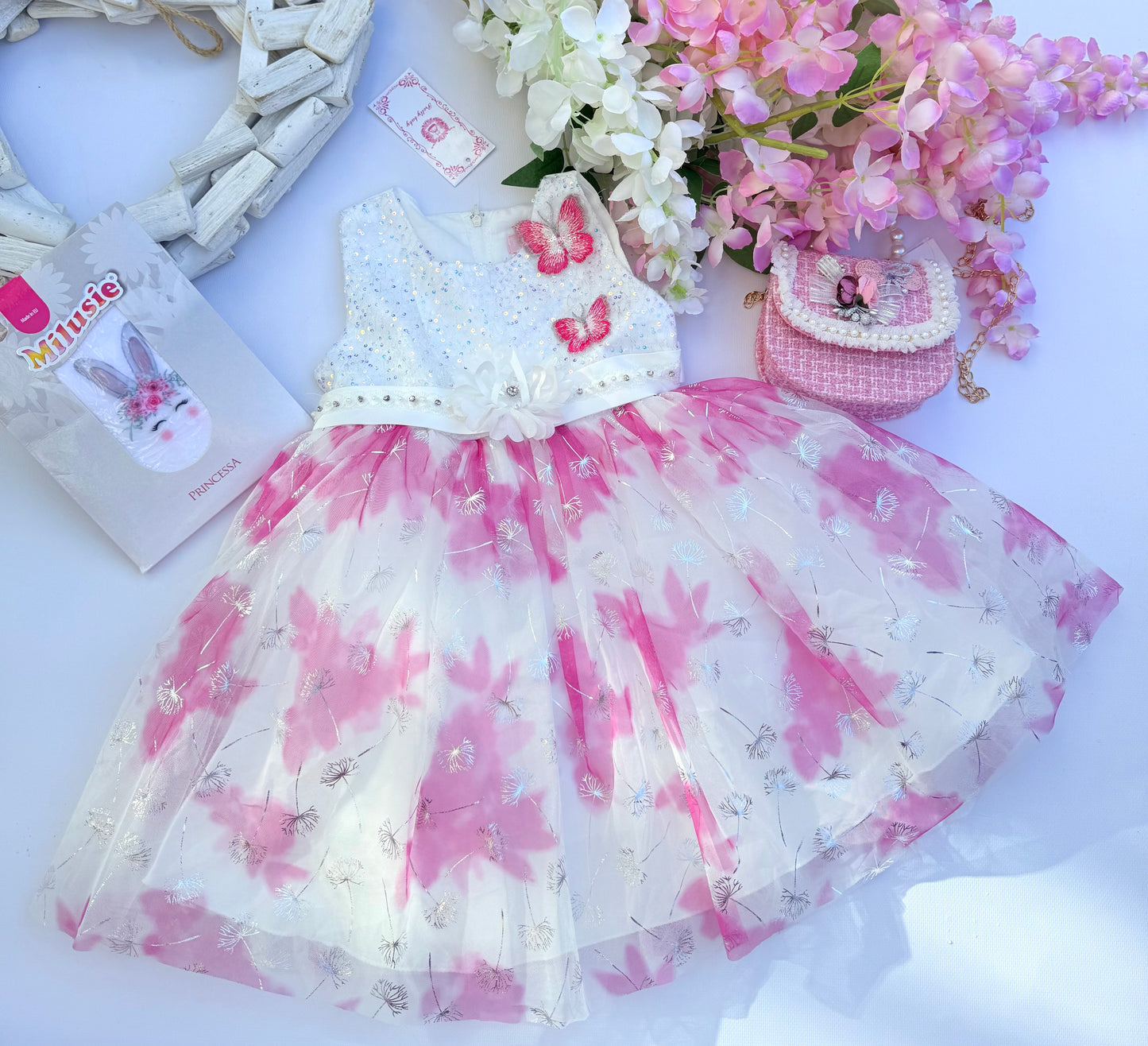 Pink butterfly dress