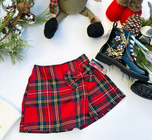 Tartan bow skorts