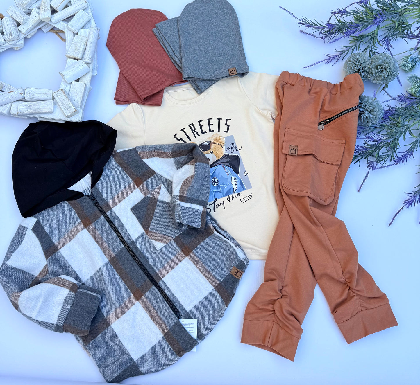 Grey checked hoodie