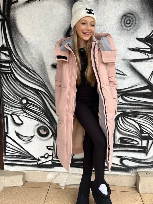 Pink long winter jacket