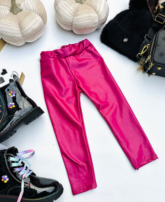 Pink eco leather leggings