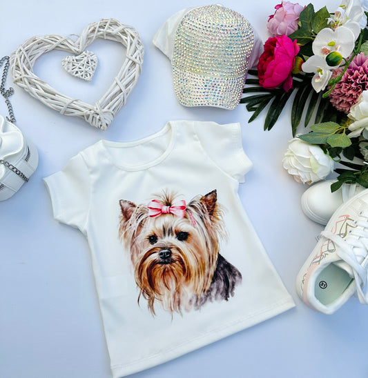 White puppy t shirt