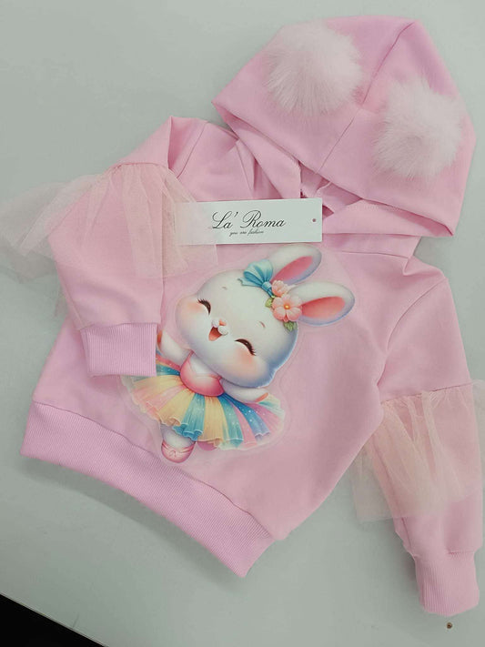 Pink bunny hoodie ( rainbow)