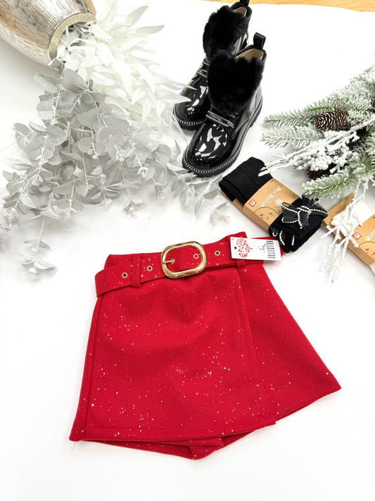 Red sparkle skorts