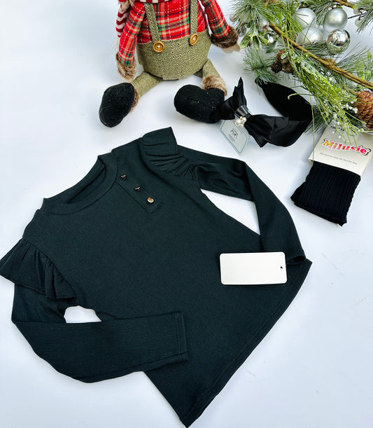 Black button top no