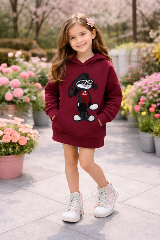 Burgundy hooded tunic
