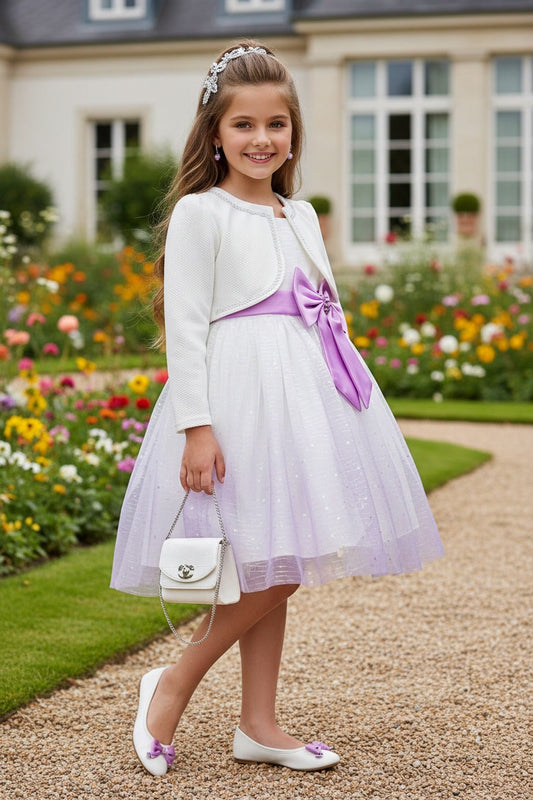Lilac bow dress with bolero