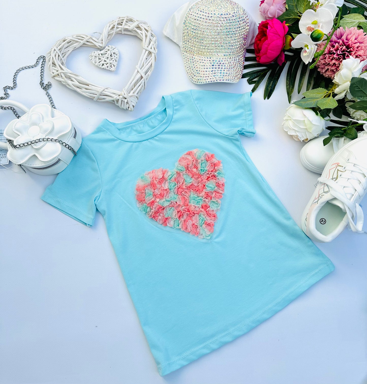 Blue heart t shirt