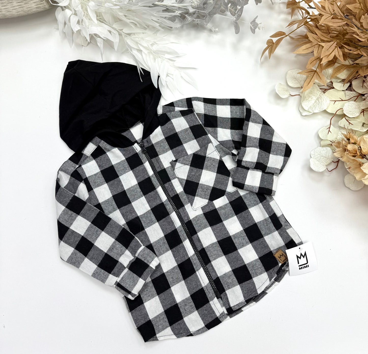 Check zip hooded top