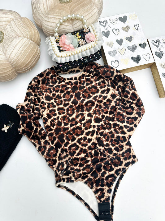Velvet wild print bodysuit