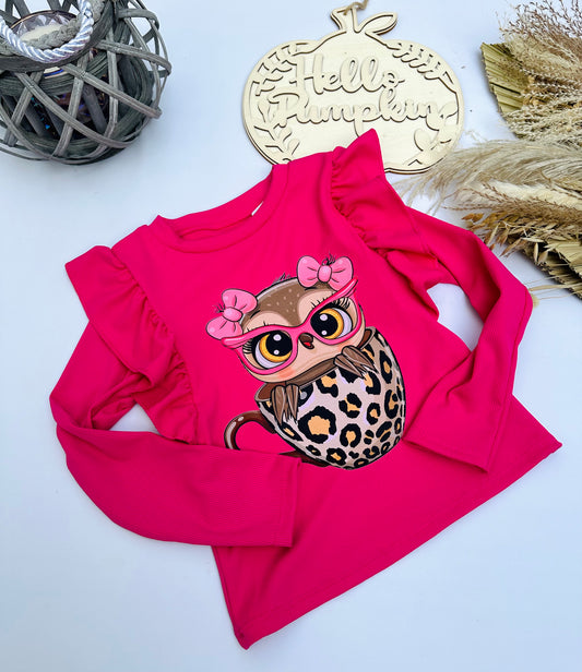 Pink owl top