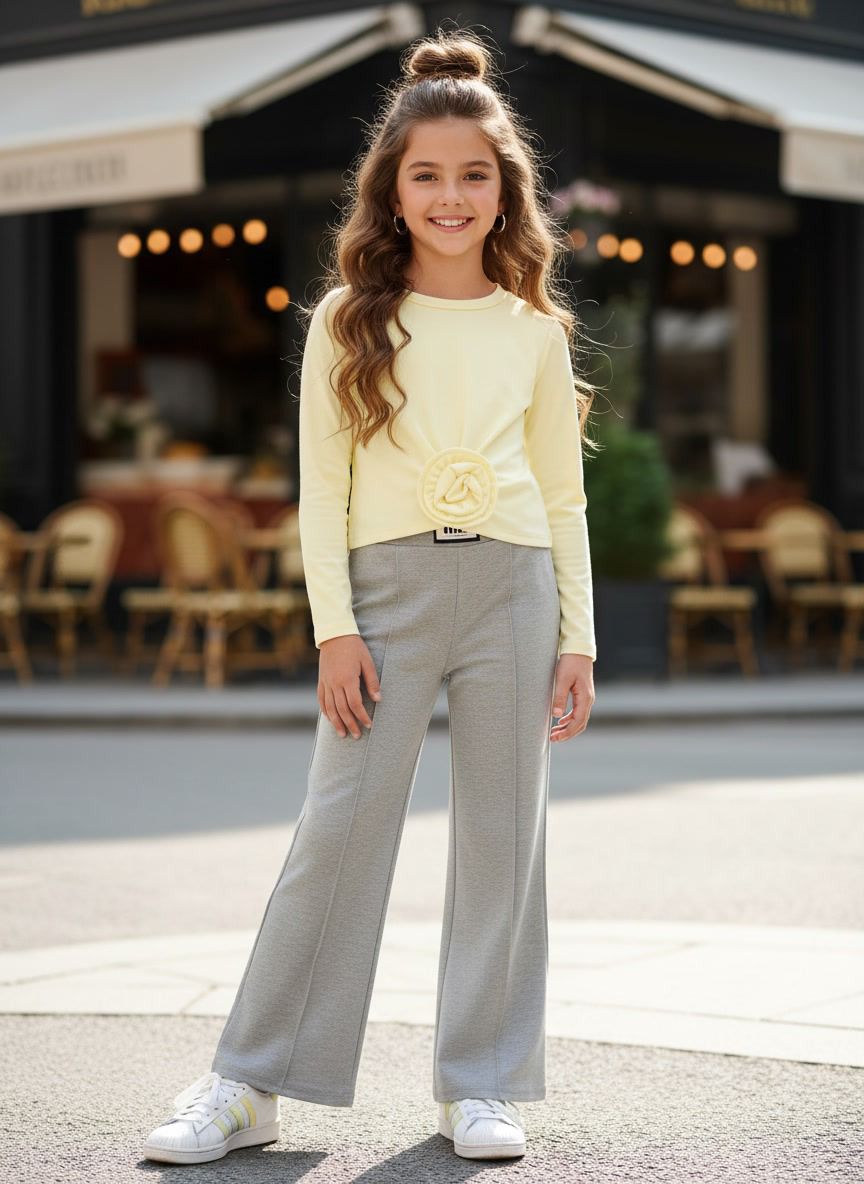Grey cotton flared pants
