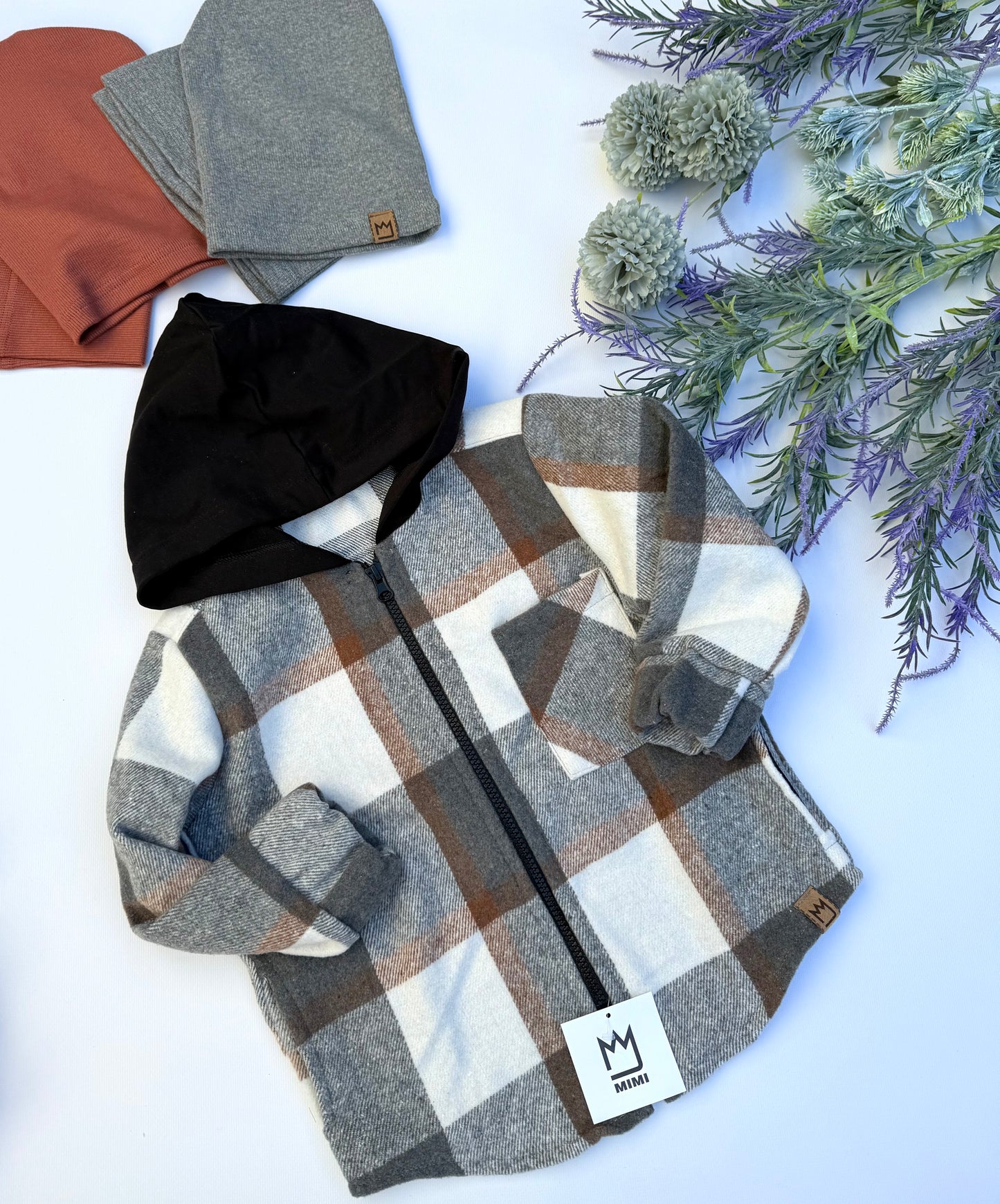Grey checked hoodie