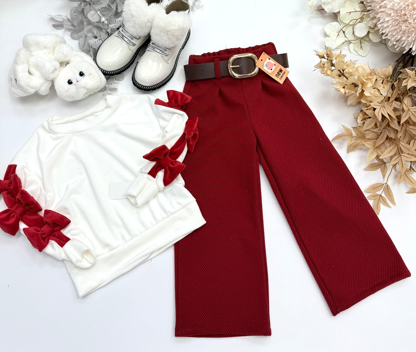 Red bow velvet top