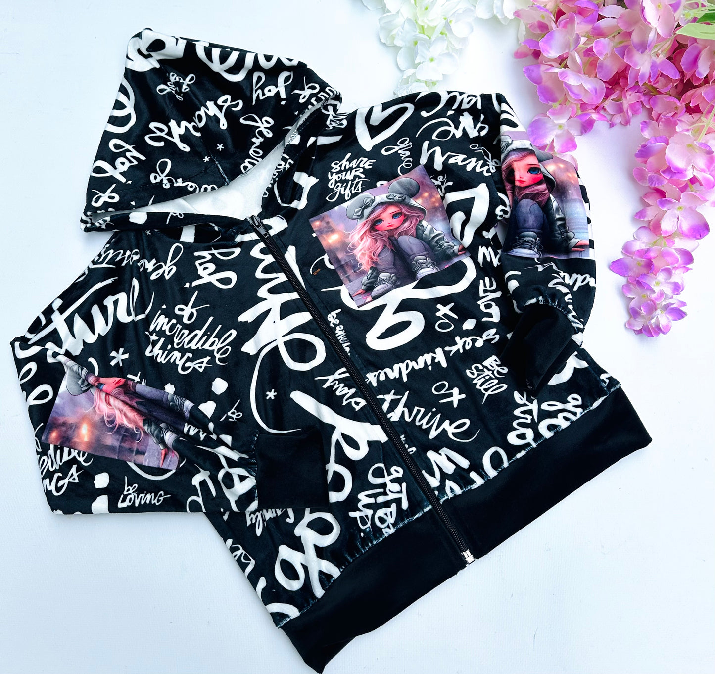Black zip  hoodie