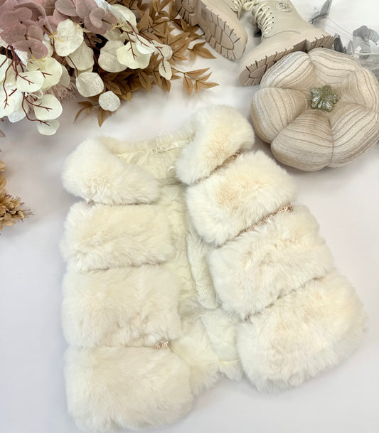 Cream fur gilet