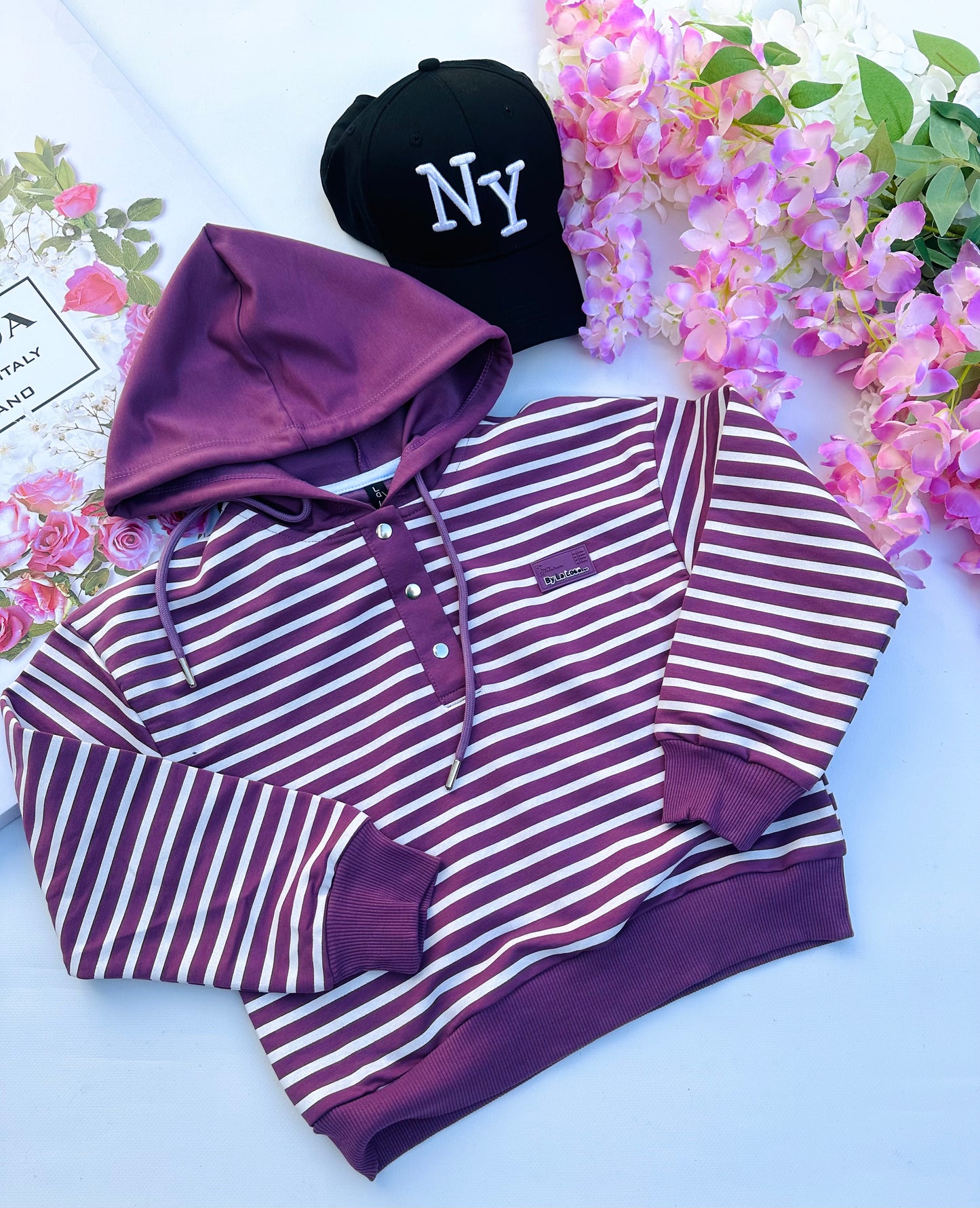 Plum stripes hoodie