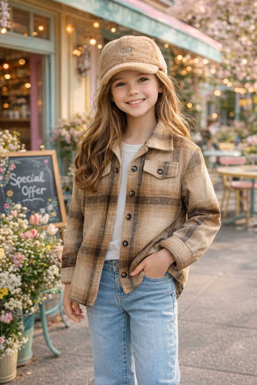 Checked long shirt