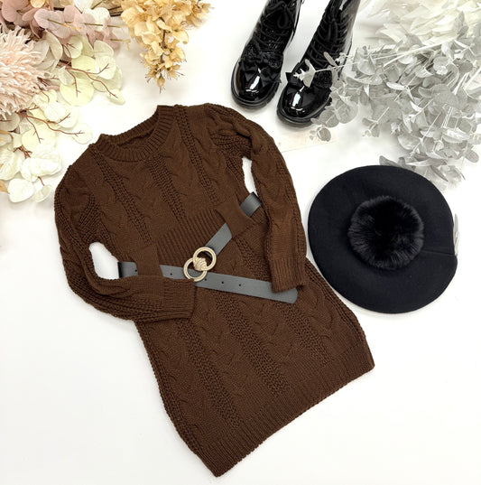 Chocolate dress with belt