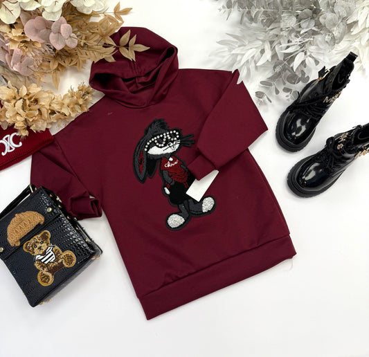 Burgundy hooded tunic