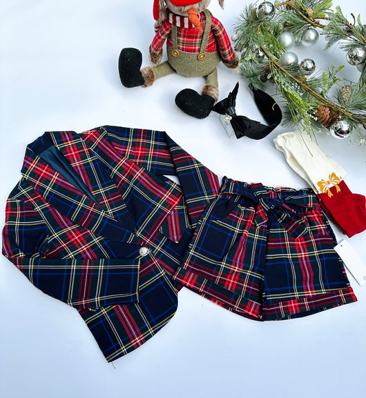 Navy checked set