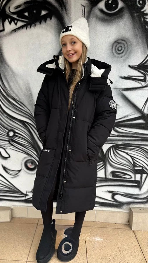 Black long winter jacket
