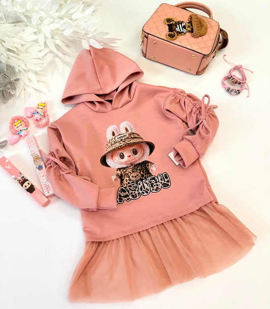 Pink hooded dress