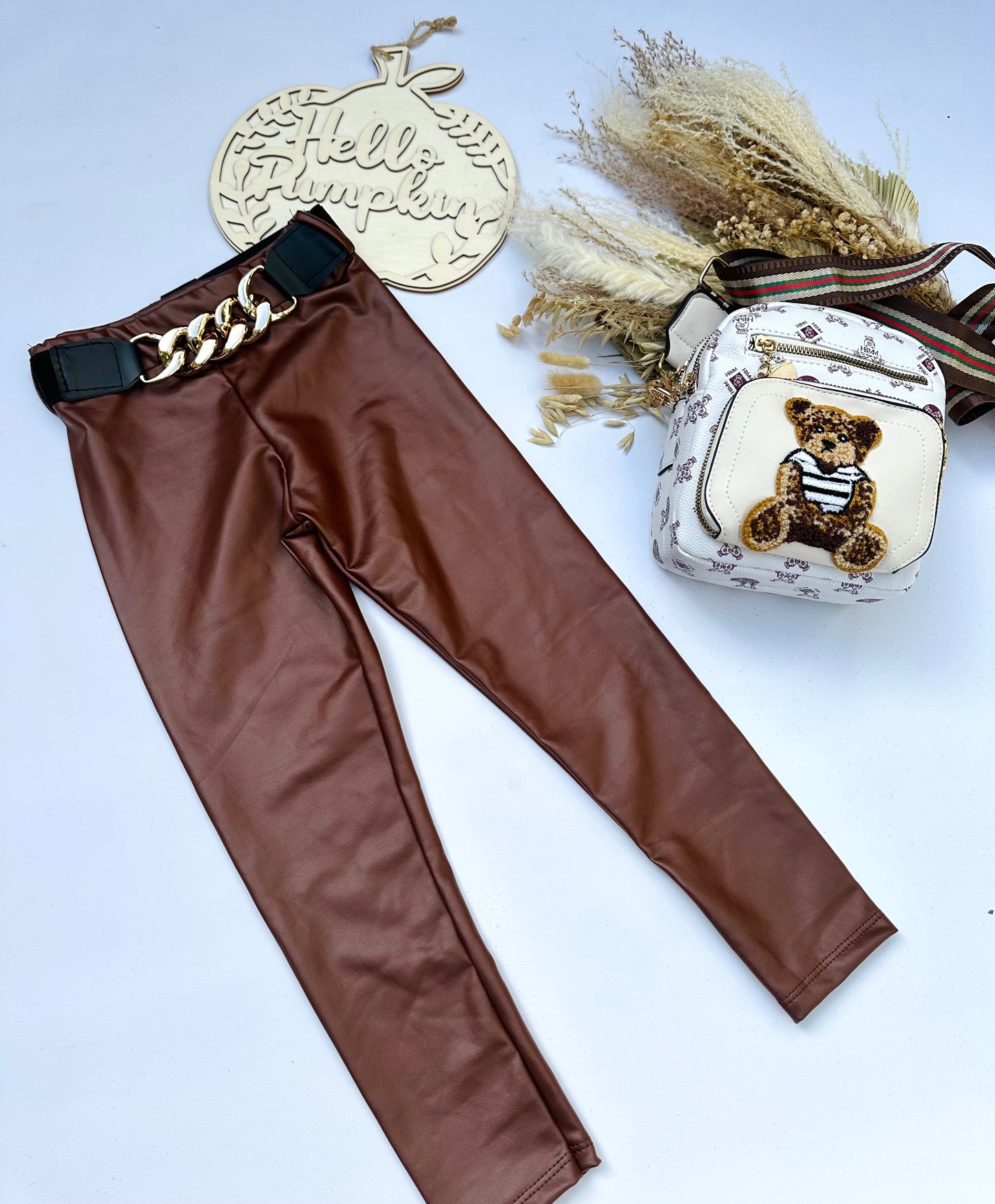 Brown eco leather leggings
