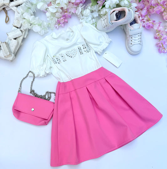 Pink dress with bag
