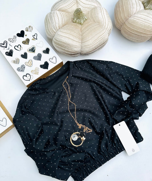 Black top with necklace