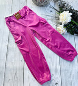 Pink velour cargo pants