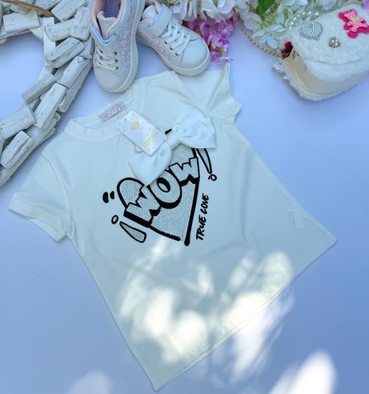 White bow t shirt