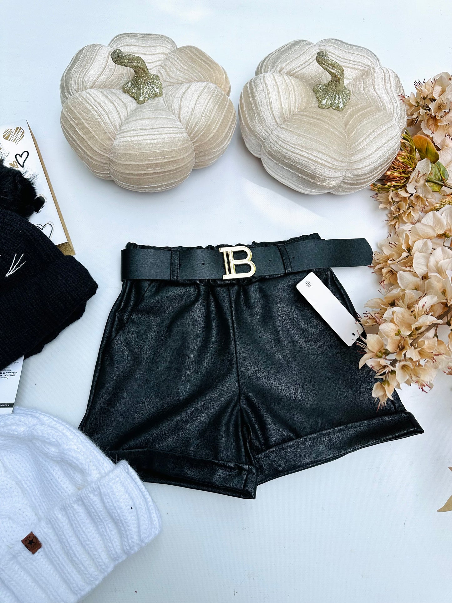 Black eco leather shorts