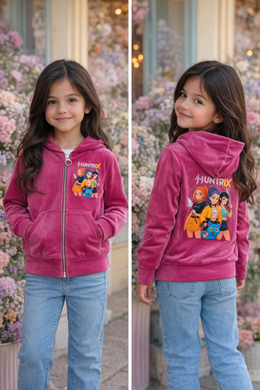 Pink velvet hoodie