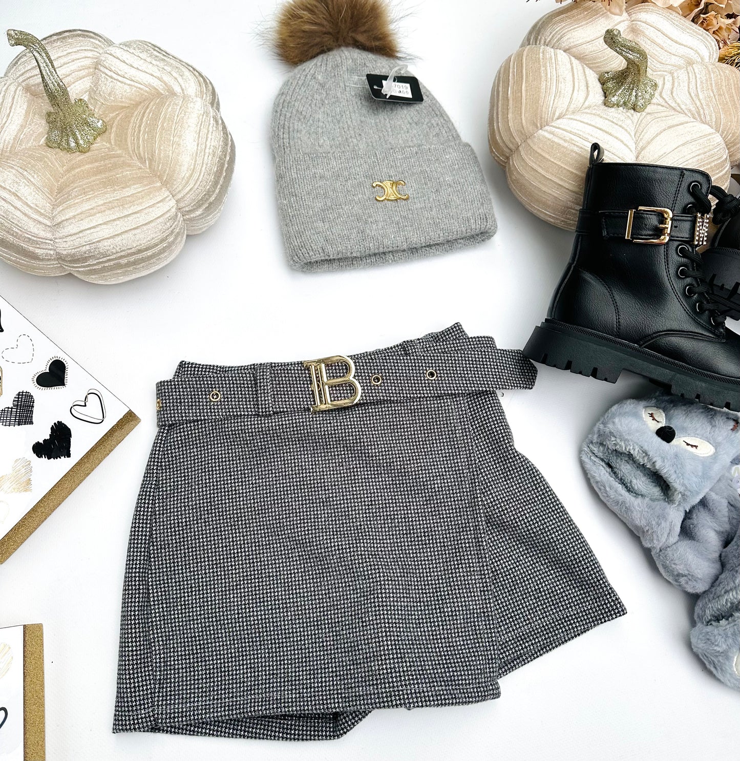 Grey checked skorts