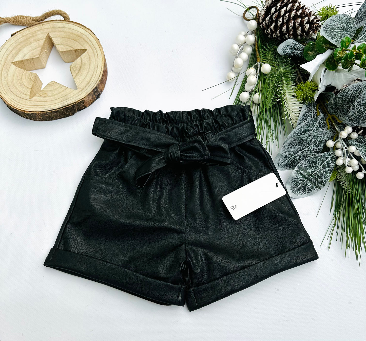Black eco leather shorts