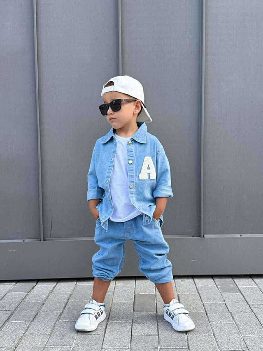 Blue soft denim set