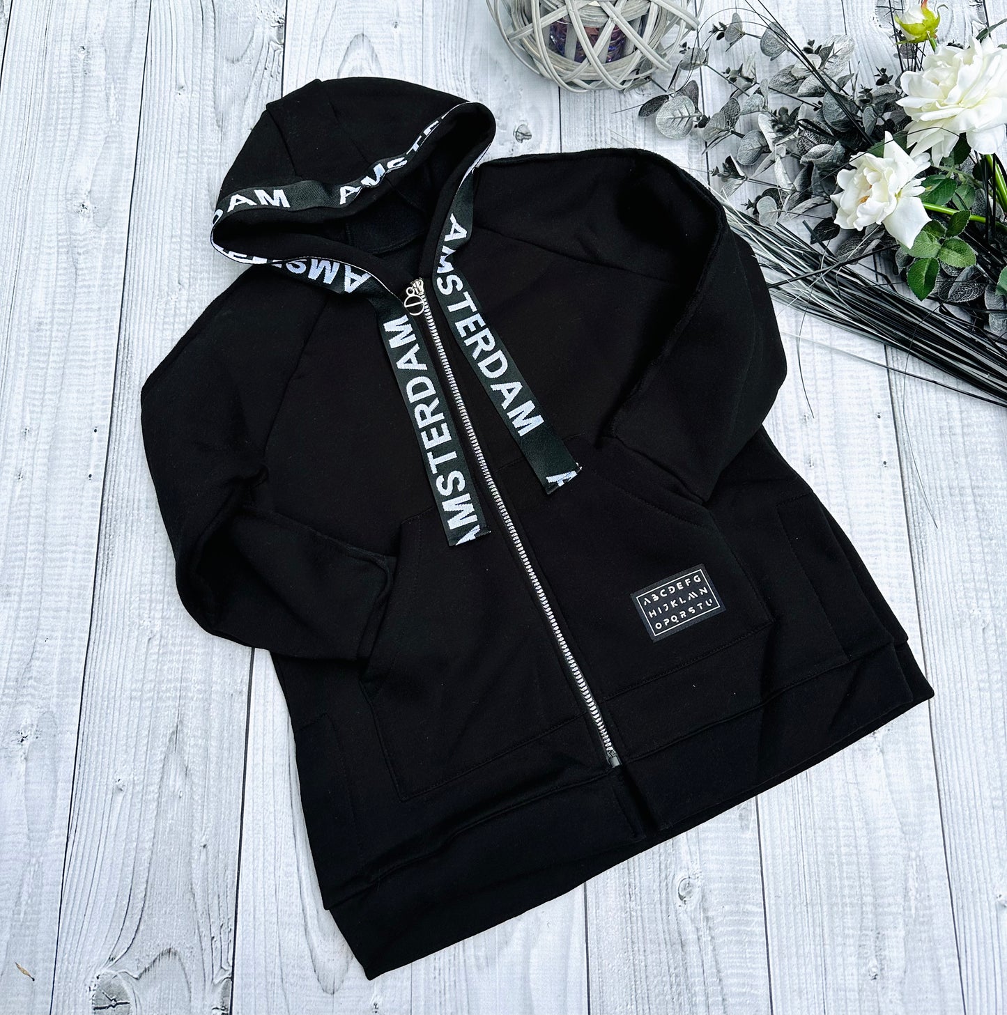 Black long warm hoodie