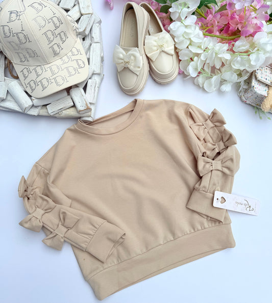 Beige bow sweatshirt