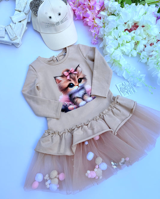 Beige Cat dress